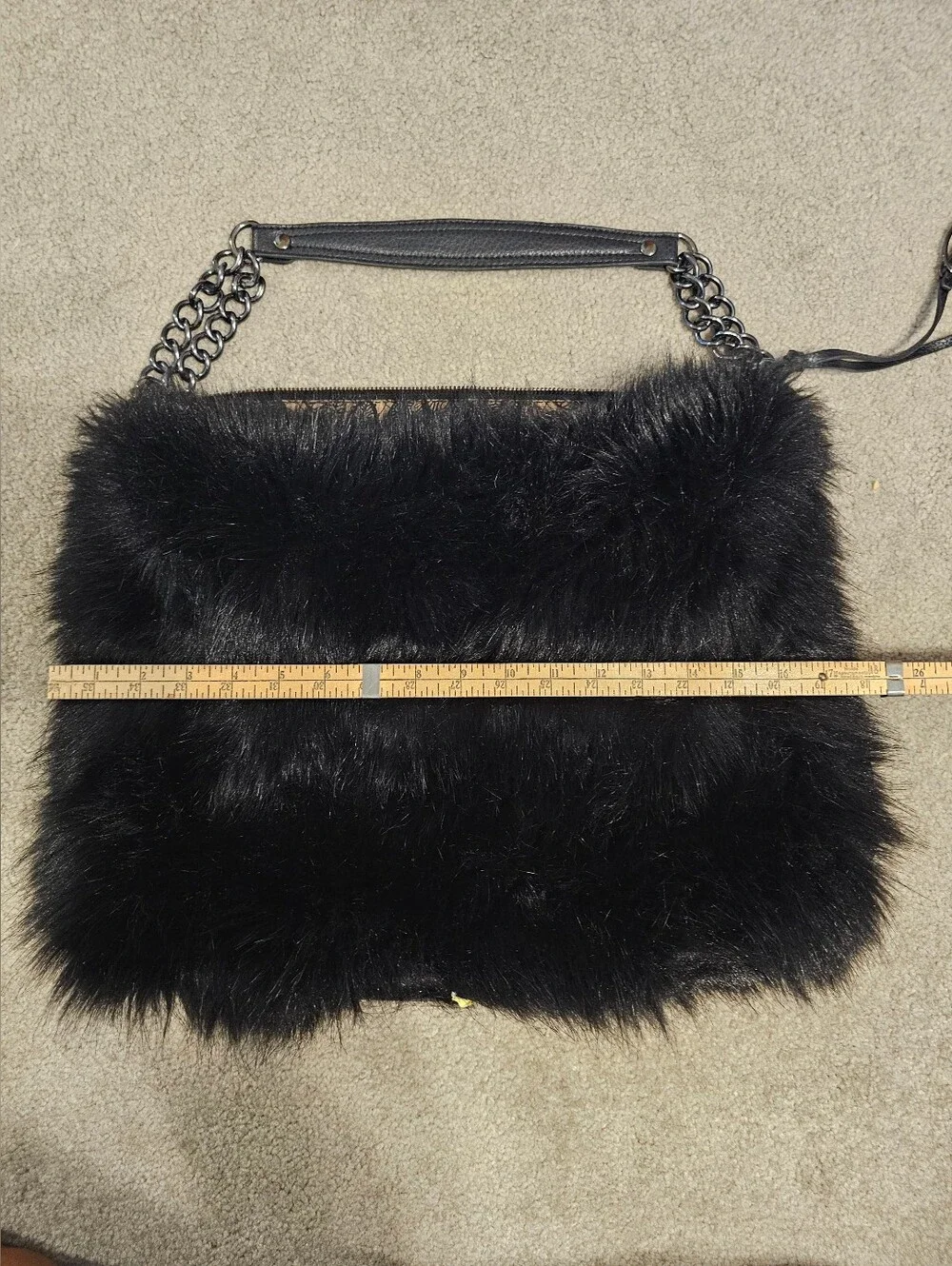 Carlos By Carlos Santana.  Black Faux Fir Bag